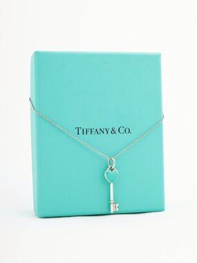 Tiffany & Co. Sterling Silver Enamel Heart-Key Necklace